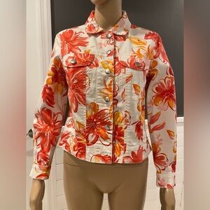 Coldwater Creek floral denim jacket size PXS
